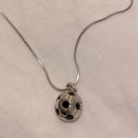 Silver Soccer Ball Necklace - Picture 1 of 5